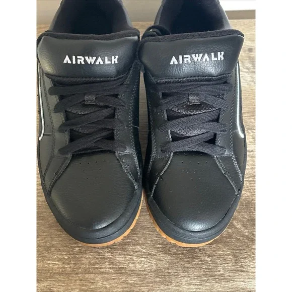 Vintage Airwalk Skater Shoes Chunky Fat Tongue Men's Size 10 Black Leather Y2K - Picture 12 of 12